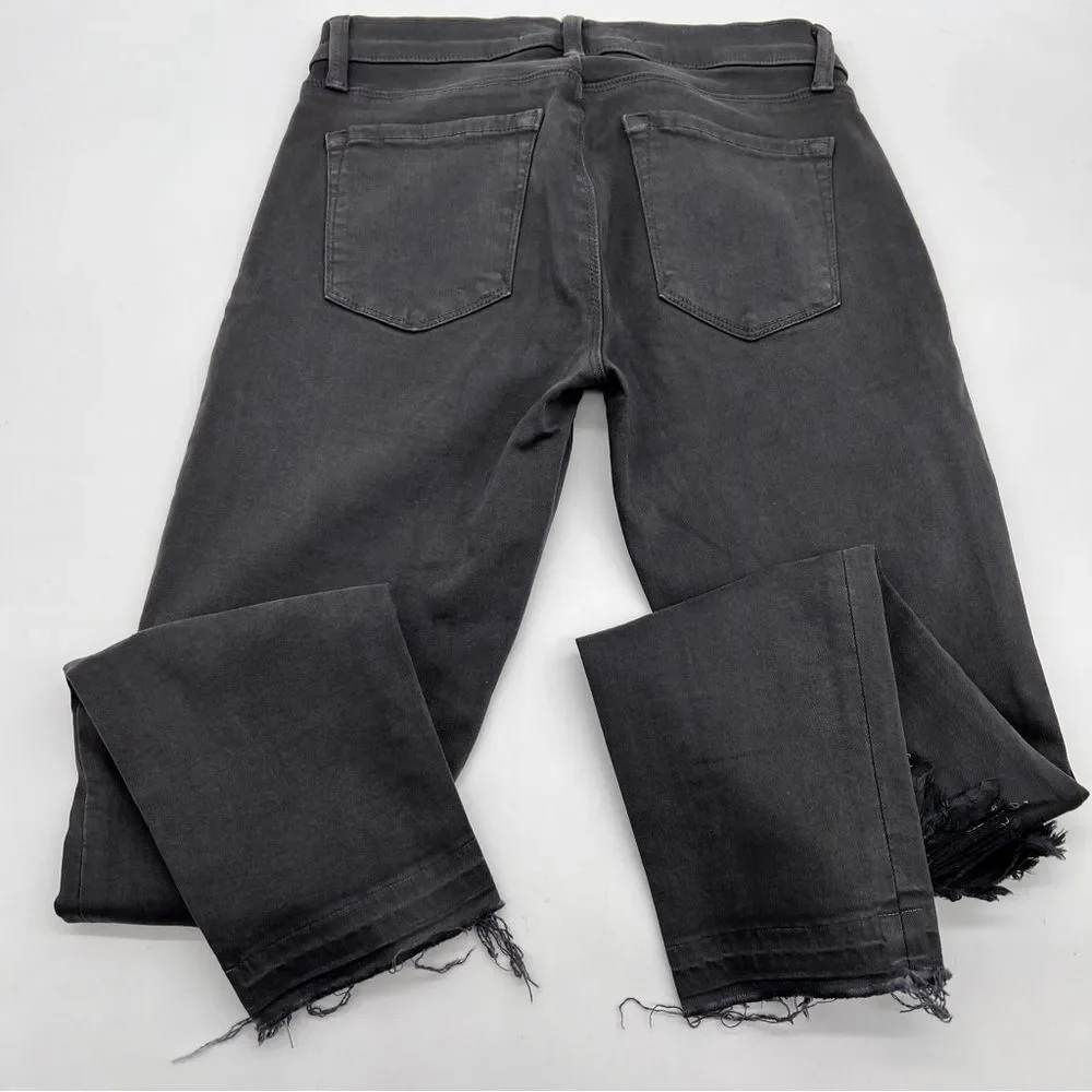 J Brand Factory Distressed Cropped Demen Grey Mid-Rise w/Raw un-Hem Size 25